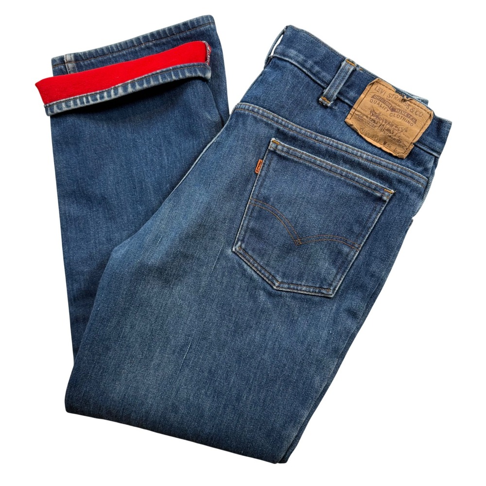 Levis Flannel Lined Jeans Mens 38x31 Orange Tab Made‎ in USA Vintage